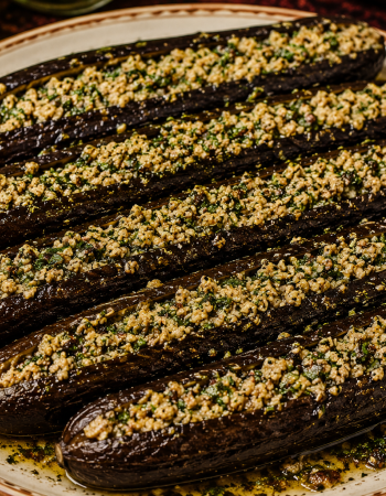 WHOLE EGGPLANTS STUFFED WITH WALNUTS AND VINEGAR