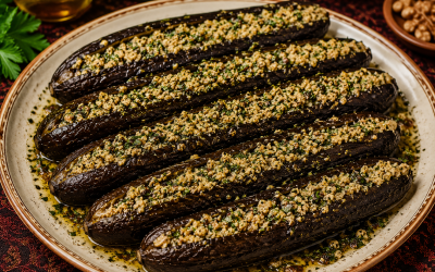 WHOLE EGGPLANTS STUFFED WITH WALNUTS AND VINEGAR